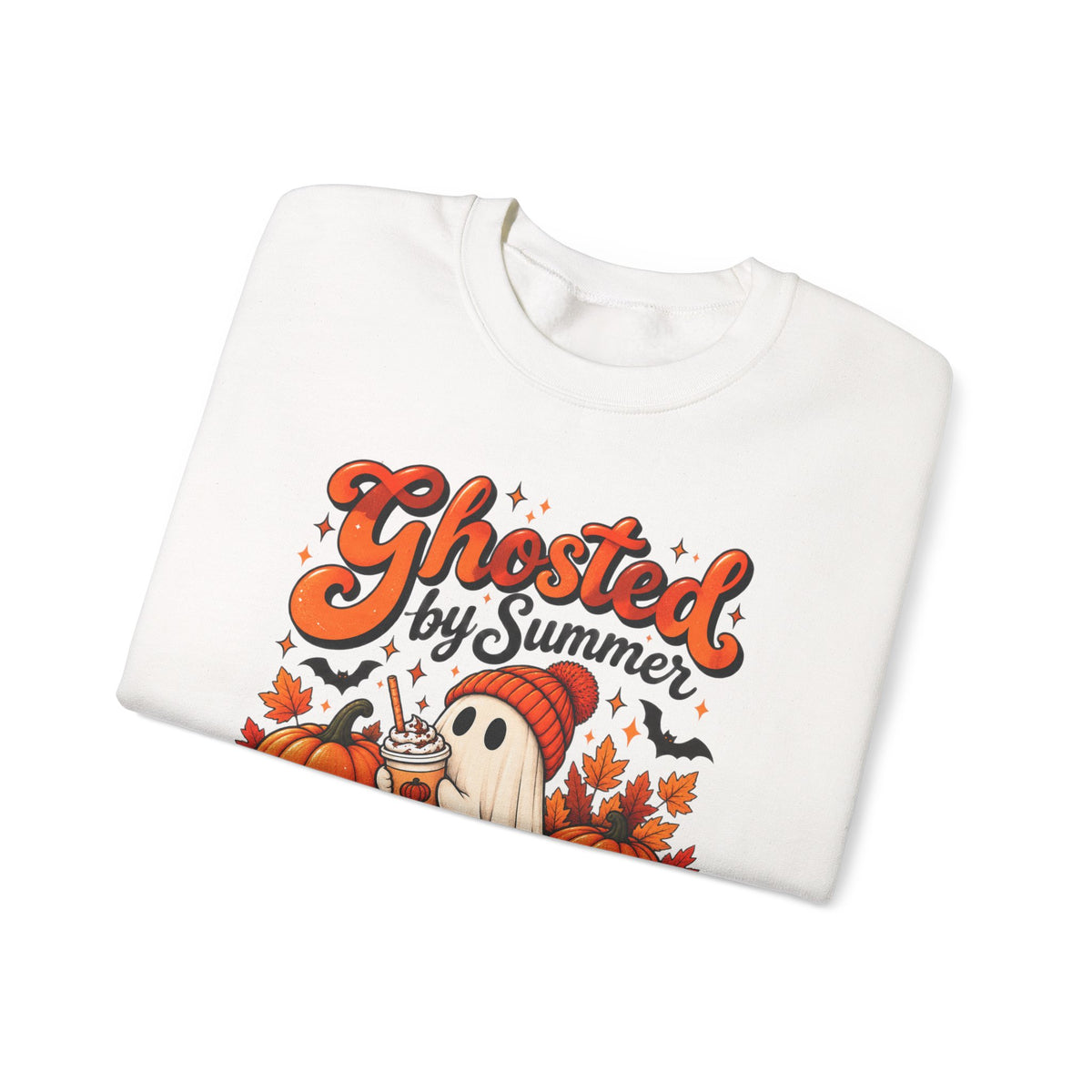 Ghosted by Summer ghost illustration Sweatshirt | autumn leaves, iced coffee