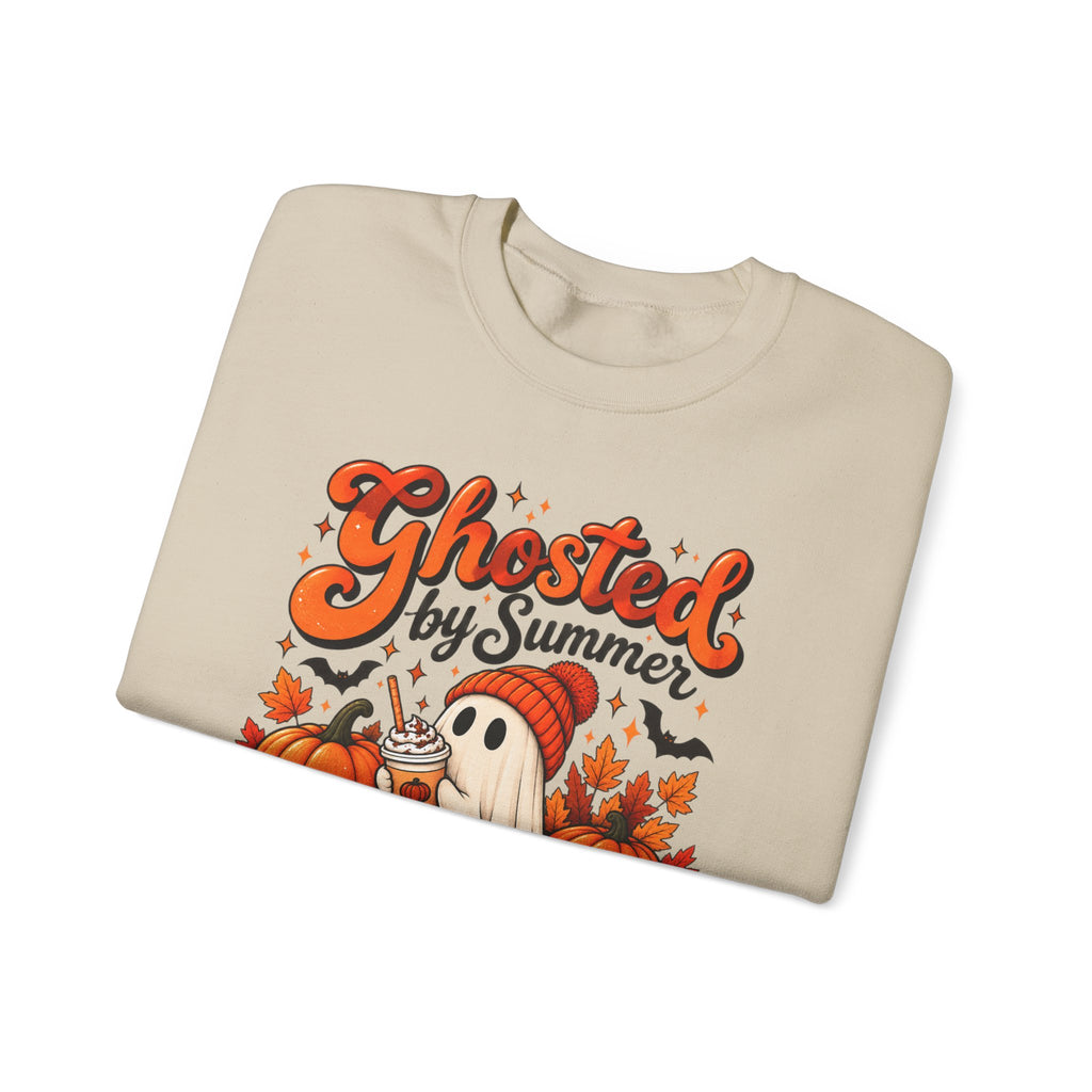Ghosted by Summer ghost illustration Sweatshirt | autumn leaves, iced coffee