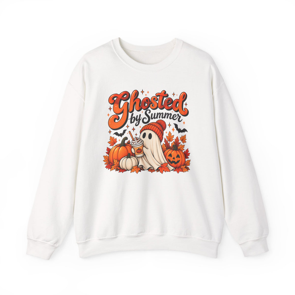 Ghosted by Summer ghost illustration Sweatshirt | autumn leaves, iced coffee