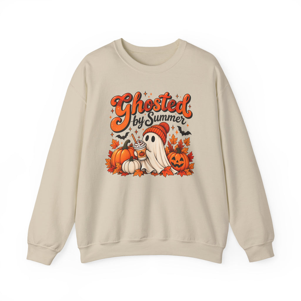 Ghosted by Summer ghost illustration Sweatshirt | autumn leaves, iced coffee
