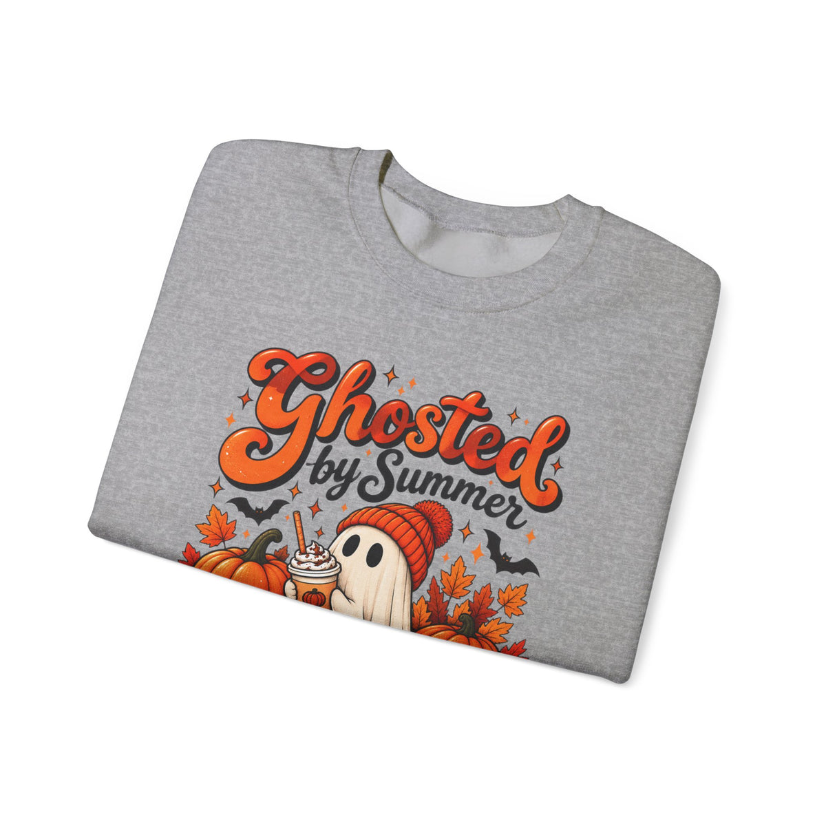 Ghosted by Summer ghost illustration Sweatshirt | autumn leaves, iced coffee