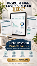 Debt Freedom Payoff Planner-Printable PDF + Automatic Calculator
